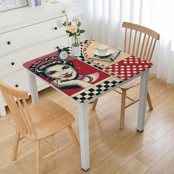 nygtbtfer Square Chef Tablecloth Waterproof & Stainproof Tablecloths, Cherke Wipeable Table Cloth Wrinkle-Free for Round/Rectangle/Oval/Square/Dining/Party/Wedding,54x54