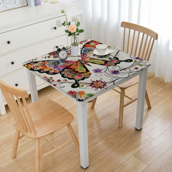 nygtbtfer Square Fitted Tablecloth with Wipeable Table Cover Stain-Resistan Oil-Proof Washable Table Cloth for Indoor Outdoor white