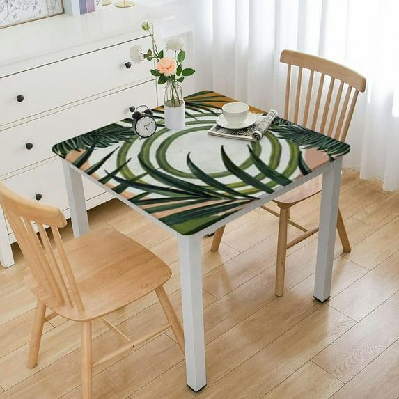 nygtbtfer Square Fitted Tablecloths, Style Table Cover Wipeable Washable Polyester Fabric Tablecloths For Family Garden Use, Square Table white