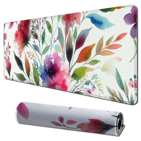 nygtbtfer  Square Mouse Pad, Smooth Premium-Textured Mouse Mat Thick, Computer Mousepad for Wireless Mouse, Non-Slip Base, Watercolor Rose Floral) 31.5x11.8 in