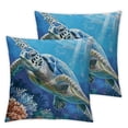 thumbnail image 1 of nygtbtfer Square Pillow Covers Pack of 2 Sea Plants in Painting Blue Velvet Decorative Comfortable Bedroom Outdoor Pillow Covers with Zipper White, 1 of 7