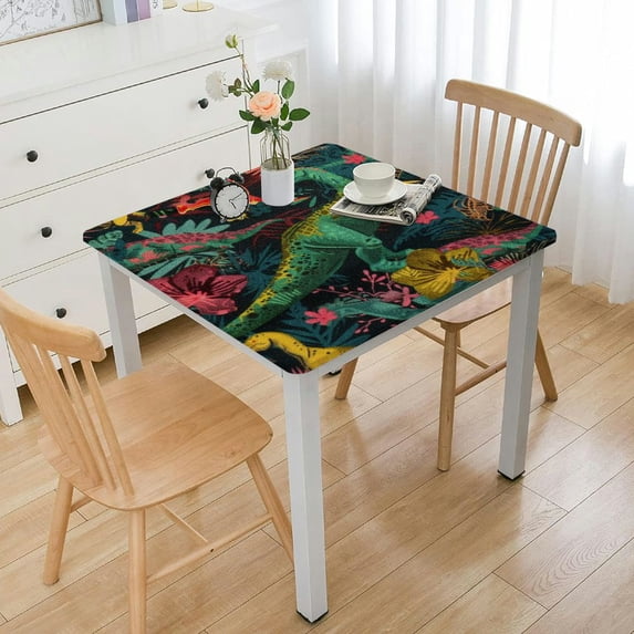 nygtbtfer Square Tablecloth with Elastic Edge,Animal Paw Print uflage Fitted Table Cloth Wipeable Square Table Cover for Dining Kitchen Party Indoor Outdoor Patio Table white