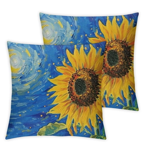 nygtbtfer Square Throw Pillow Covers Abstract Painting of Blue Starry Sky and Pillow Cases Decorative for Home Bedroom Sofa Pillowcases Standard White