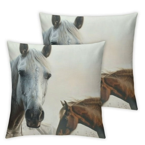 nygtbtfer Square Throw Pillow Covers Running Brown White Black Pillow Cases Decorative for Home Bedroom Sofa Creative Art Design Pillowcases Standard Size White