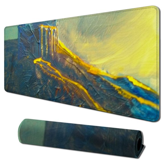 nygtbtfer Starry Night Castle Night Boats Non-Slip Rubber Abstract Artwork Home Office Computer Laptop PC Mac Mouse Pad 31.5x11.8 in