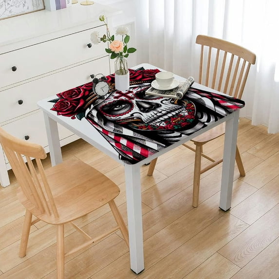 nygtbtfer Sugar Skull Lady- Table Cloth TableCloths Reusable Table Covers Durable Picnic Mat Outdoor Table Cloths Cover Protector for Parties Kitchen Dining Elastic Edge