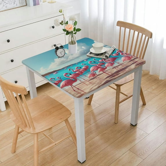 nygtbtfer Summer Beach Theme Kitchen Round Tablecloth Home Decor Modern Exotic Wildlife Print Indoor Outdoor Dining Table Decorative Tablecloth Elastic Edge 