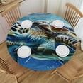 thumbnail image 1 of nygtbtfer Summer Round Tablecloth Edge Elastic Circle Tablecloth Wipeable Table Cloth Durability Table Fitted for Kitchen Outdoor Party Picnic Decor 38-42, 1 of 8