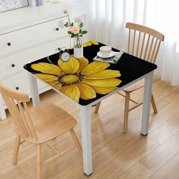 nygtbtfer  Summer Sunflower Bee Tablecloth  Rectangle Farmhouse Black Floral Table Cloth Seasonal Flower Table Cover for Kitchen Dining Table Picnic Decoration Supplies