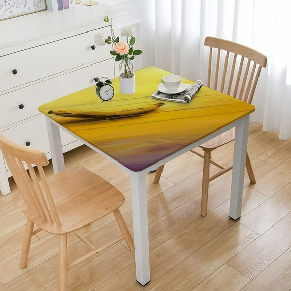 nygtbtfer Sunset Lakeside Print Tablecloths Wipeable Spillproof Elastic Large Tablecloth Table Cover for Anniversary Bachelorette Party Baby Shower Fits for Table white