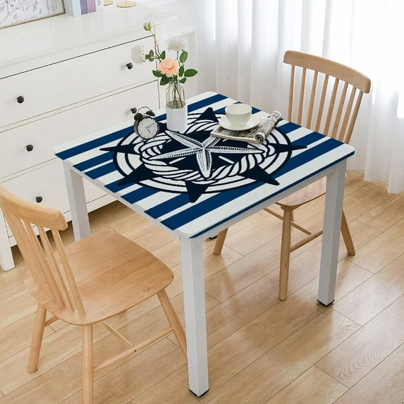 nygtbtfer Table Cloth, Fitted Tablecloths with Elastic Edge, Wipeable Table Cover for Kitchen Wedding Geometric Nature White