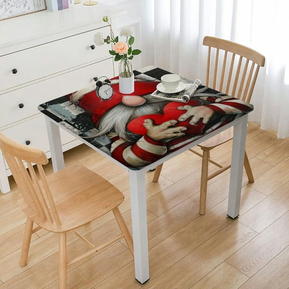 nygtbtfer Table Cloth, Fitted Tablecloths with Elastic Edge, Wipeable Table Cover for Kitchen Wedding Hearts Love