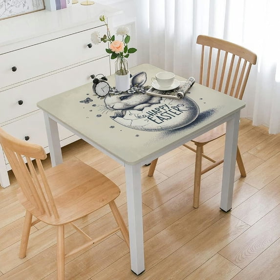 nygtbtfer Table Cloth, Fitted Tablecloths with Elastic Edge, Wipeable Table Cover for Kitchen Wedding Pink White