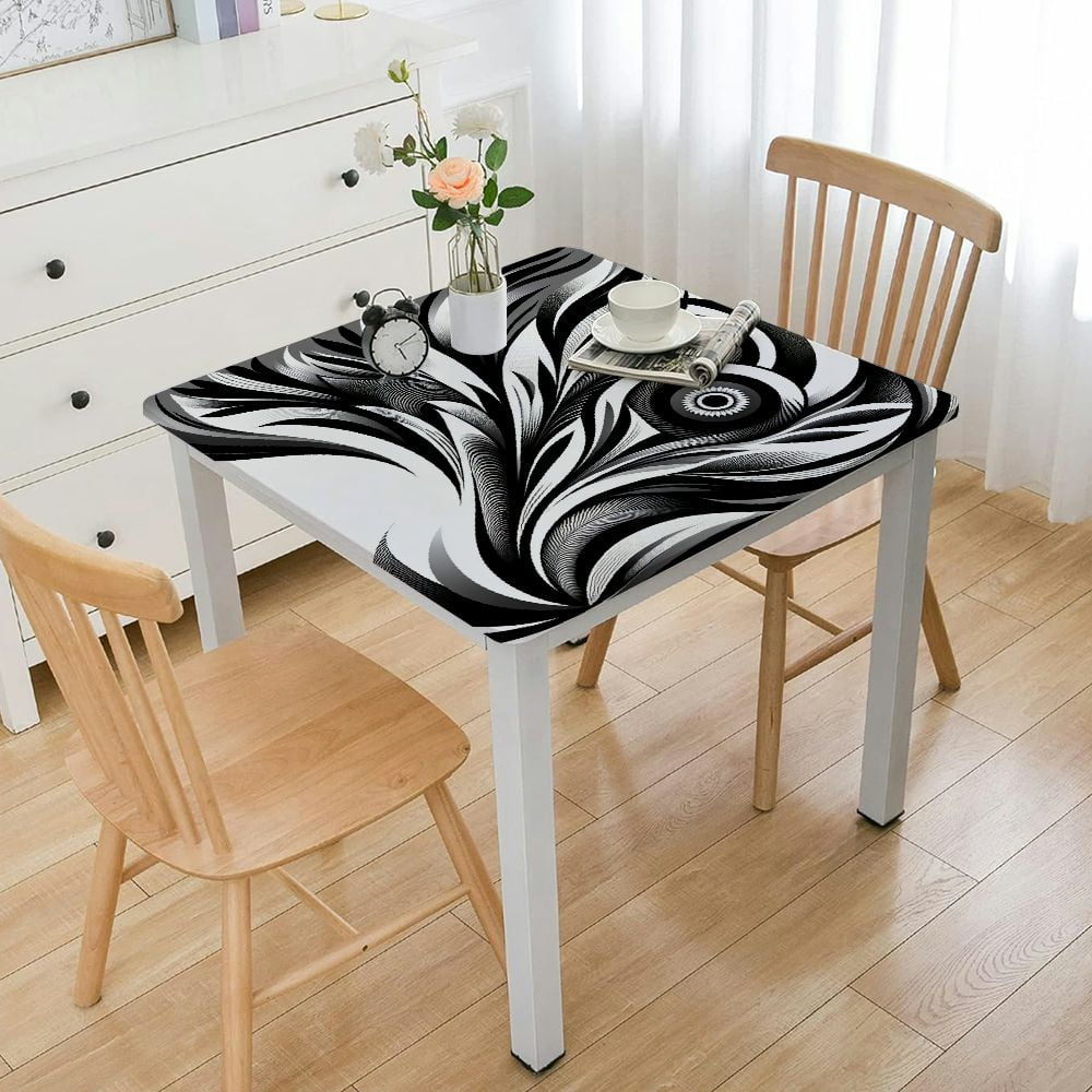 nygtbtfer Table Cloth for Rectangle Tables, Black and White Tablecloths ...