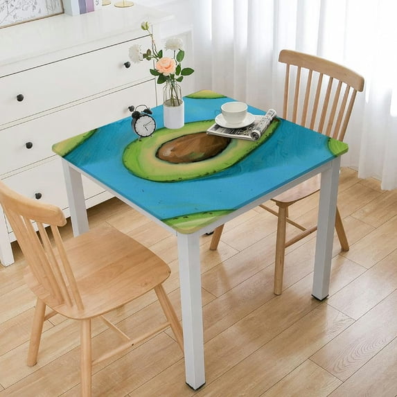 nygtbtfer Table Cover Elastic Edged Fruit Blue Tablecloths for Table Oil-Proof Wipeable PVC Table Cloth white