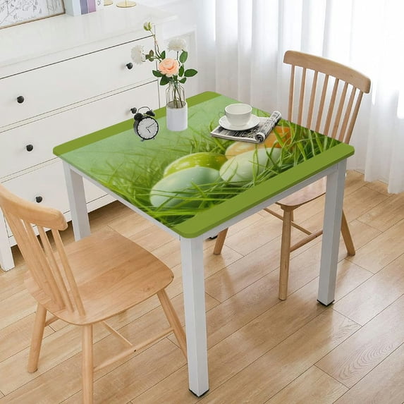 nygtbtfer Table Cover for Square Tables Picnic Fitted Tablecloth Flannel Backed Lining Stretched Square Table Cover Elastic Tablecloth White
