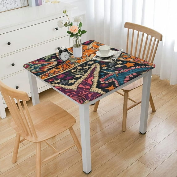 nygtbtfer with , Square Fitted Table Cloth, Wipeable Table Cover for Indoor Party Kitchen Dinner Fits Diameter Square Table, white