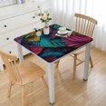 thumbnail image 1 of nygtbtfer Tablecloth with Elastic Edge, Square Fitted Table Cloth, Wipeable Table Cover for Indoor Party Kitchen Dinner Fits DiameterSquare Table, Colorful Palm Leaves white, 1 of 7