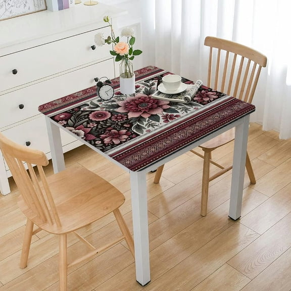 nygtbtfer Tablecloth Fabric Table Cover Spillproof for Home Dining Room Winter Holiday Party(Burgundy, Rectangle