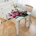thumbnail image 1 of nygtbtfer  Tablecloth, Fitted Table Cover with Elastic for Tables, Watercolor Pink Flowers Tulip Botanical Table Cloth Outdoor Dinning Party Tablecloths, 1 of 7