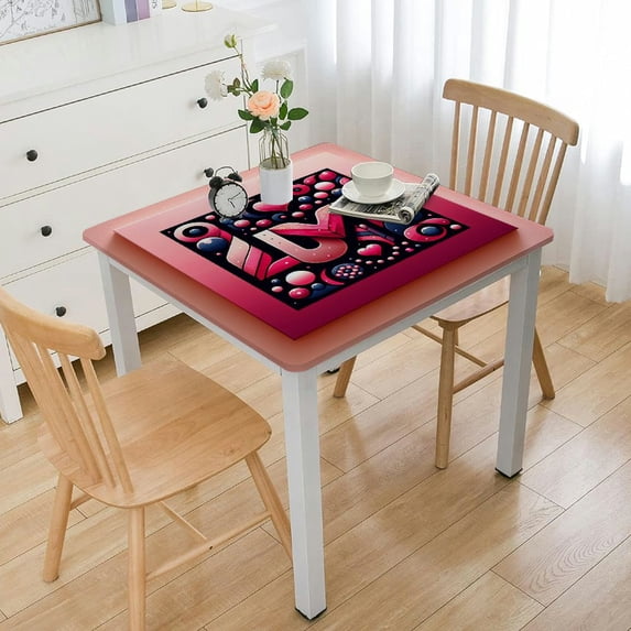 nygtbtfer Tablecloth, Fitted Table Cover with Elastic for Tables, Red Love Heart Table Cloth Outdoor Indoor Dinning Party Tablecloths
