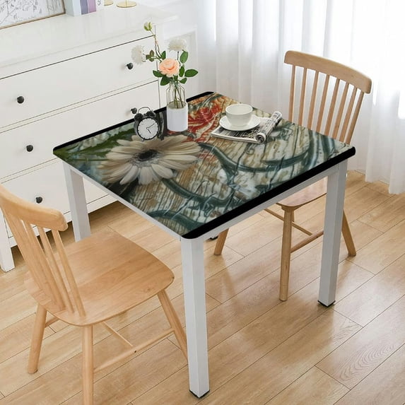 nygtbtfer Tablecloth Inch Square, on Wooden Board Table Cloth Spring Summer Decorations Table Cover for Party Picnic Kitchen Dinner Decor Outdoor