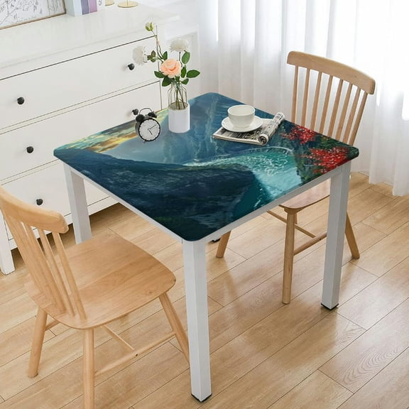 nygtbtfer Tablecloth, Landscape Printed Tablecloth Personalized Picture Table Cloth Fitted Washable Patio Table Cover for Event Wedding Banquet Parties, 40*40