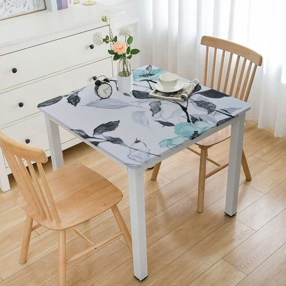 nygtbtfer Tablecloth Rectangle, Flower Decoration Table Cloth for Spring Summer, Fabric Wrinkle Free Table Cover for Kitchen, Dining Room, Party, Picnic, Camping, Teal