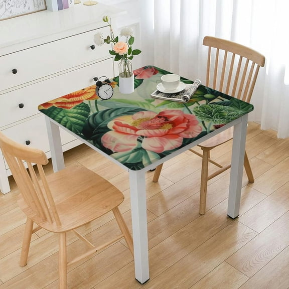 nygtbtfer Tablecloth Red Roses Table Cloth Water Resistant Pink Roses Table Cover, Rosette Table Decorations, Romantic Floral Print Tablecloths for Indoor and Outdoor