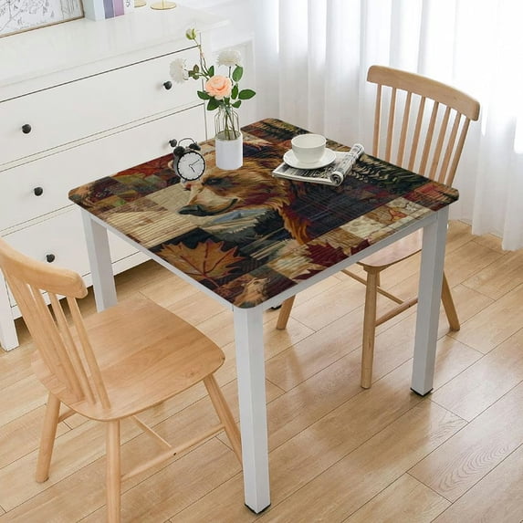 nygtbtfer Tablecloth, Retro Country Cabin Style Table Cover, Water Resistant Wipeable Tablecloths for Kitchen Dinning Decor white