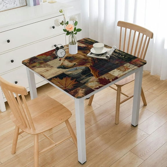 nygtbtfer Tablecloth, Retro Country Cabin Style Table Cover, Water Resistant Wipeable Tablecloths for Kitchen Dinning Decor white