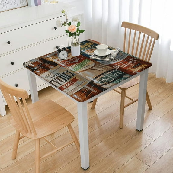 nygtbtfer Teal Blue Brookside Autumn Farmyard Vinyl Flannel Backed Tablecloth, Farm to Table Thanksgiving Fall Cottage Harvest Wipe Clean Vinyl Tablecloths