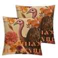 thumbnail image 1 of nygtbtfer Thanksgiving Pillow Set of 2Fall Theme Throw Pillow Covers Cartoon Turkey Pattern Happy Thanksgiving Pillow Case Pumpkin Cushion Covers Garden Sofa Couch Decor White, 1 of 7
