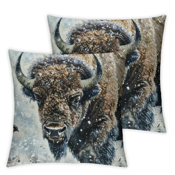 nygtbtfer Throw Pillow Case Animal Bull Nature West Decorative Cushion Cover Double-Sided Decorative Home Decor Indoor/Outdoor Garden Sofa Bedroom Car Pillow White