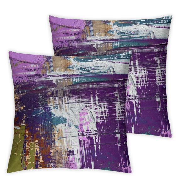 nygtbtfer Throw Pillow Cases Pack of 2 Interlaced Watercolor Brush Strokes Decorative Cushion Covers for Couch Bed Sofa Farmhouse Decoration White