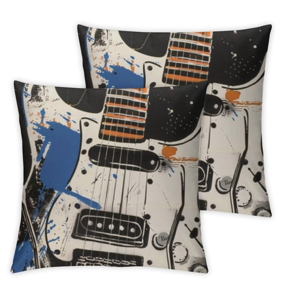 nygtbtfer Throw Pillow Cover, Couch Pillow Covers, Set of 2 Holiday Throw Pillow Covers, Guitar Musical Instrument Music Art, Throw Pillow Covers for Couch, Pillow Covers White