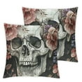 thumbnail image 1 of nygtbtfer Throw Pillow Cover,Flower Skull Black,Decorative Pillowcase,Modern Holiday Pillowcase for Couch Car Living Room and Outdoor White, 1 of 7