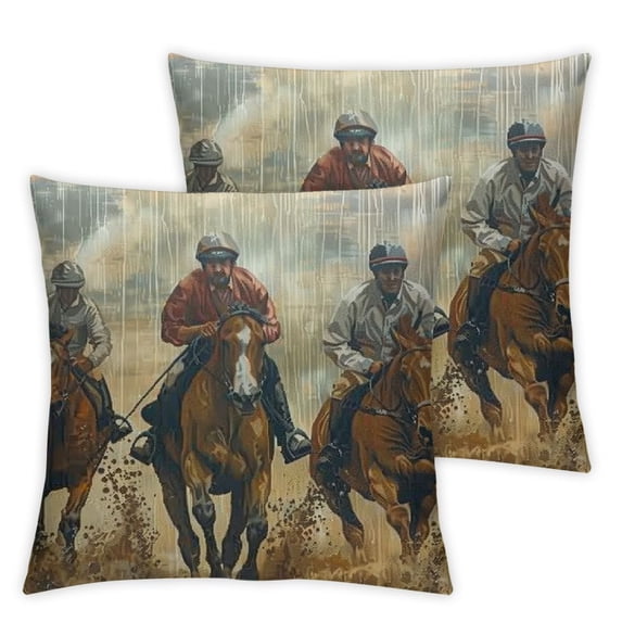 nygtbtfer Throw Pillow Cover Linen Square Pillowcases Riding Sport Competition Run Home Decor White