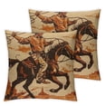 thumbnail image 1 of nygtbtfer Throw Pillow Cover Western Rodeo with Sitting on Rering Horse Decorative Pillow Case American Retro Style Square Pillowcase White, 1 of 7
