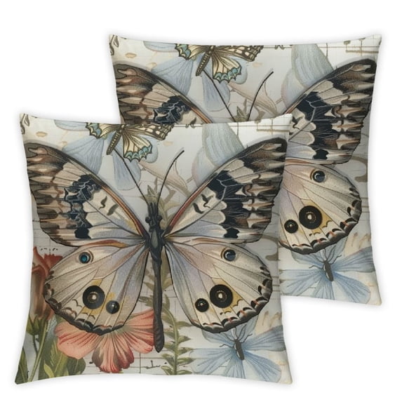 nygtbtfer Throw Pillow Covers Adorable Animals Rabbit Hedgehog Bird Butterfly Decorative Pillowcases Set of 2 Linen Square Throw Pillow Case Home Couch Decor Cushion Cover White