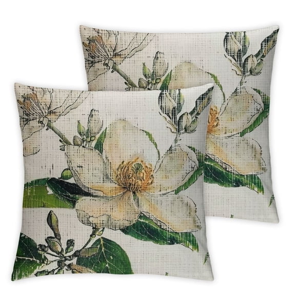 nygtbtfer Throw Pillow Covers Board Flower Print Linen Leaves Decor Cushion Case Cover with Words for Couch Sofa ( a Grandee Fleurs) White