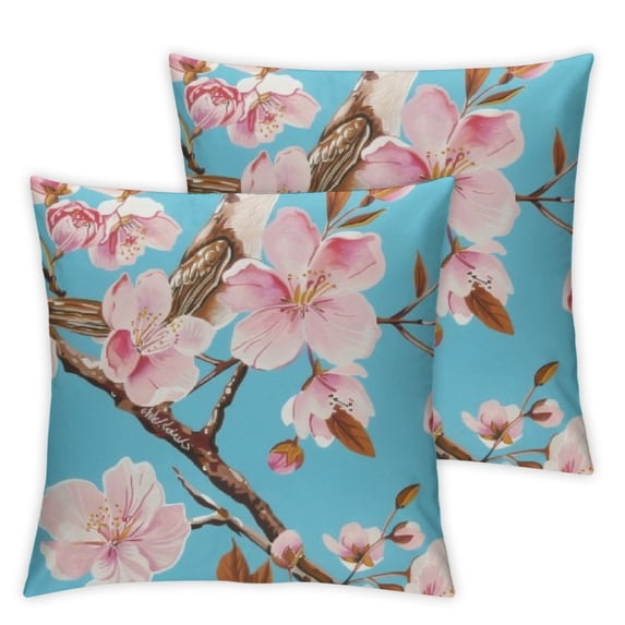 nygtbtfer Throw Pillow Covers, Couch Pillows Covers, Set of 2 Holiday Throw Pillow Covers, Spring Pink Flowers, Throw Pillow Covers for Couch, Pillow Covers White