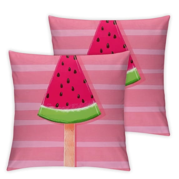 nygtbtfer Throw Pillow Covers Decorative Summer Fruits Theme Pink Cartoon Watermelon Square Cushion Cover Throw Pillow Case for Home Live Room (Pink Cartoon Watermelon) White