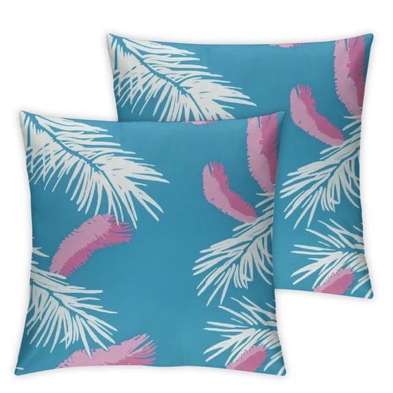 nygtbtfer Throw Pillow Covers Geometric Tropical Leaves Plant Modern Art Blue Cozy Velvet packe of 2 Living Room Decor Bedroom Dorm Sofa Zipper Pillowcases White