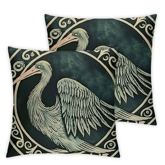 nygtbtfer Throw Pillow Covers Raven Pattern Amulet Bird Design Home Decor Pillow Pillowcase White