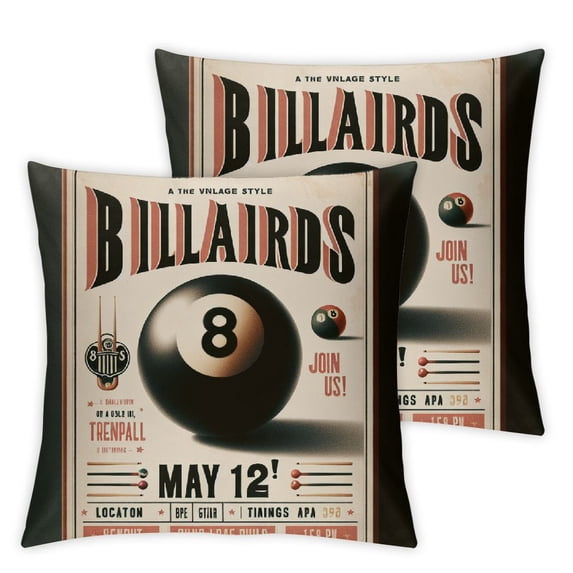 nygtbtfer Throw Pillow Cushion Cover, Advertisement with Billiard Balls Form Words Play , Decorative Square Accent Pillow Case, Pale Sage