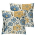 thumbnail image 1 of nygtbtfer Throw Pillow Set of 2, Yellow Orange Fun Cute Mushrooms Retro Decorative Outdoor Pillow Vintage Floral Farmhouse for Couch Sofa Summer Home Decor 12x12in, 1 of 7