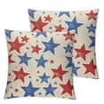 thumbnail image 1 of nygtbtfer Throw Pillow Set of 2, Red Blue Stars Decorative Pillow Cases Outdoor Linen for Home Sofa Couch Bed 12x12in, 1 of 7