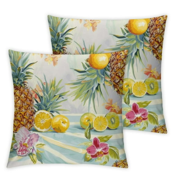 nygtbtfer  Throw Pillow  Tropical Fruit Summer Decorative Pillows Soft Velvet Cushion Cases for Outdoor Couch Sofa Bed Home Decor Set of 2 White