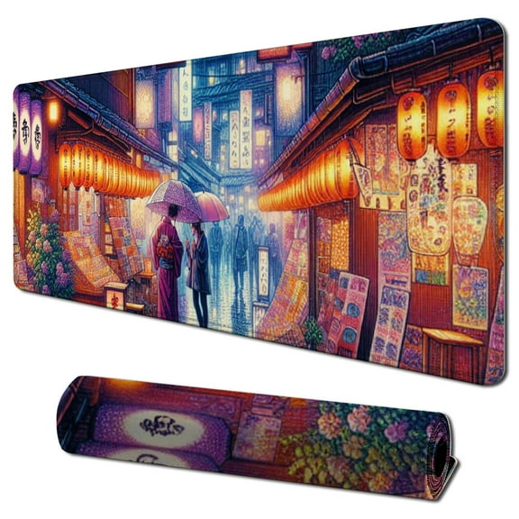 nygtbtfer Tokyo Street Desk Mat Japanese Anime Mouse Pad Desk Pad XXL Large XL Japan City Desktop Pad, Cute Laptop Keyboard Mouse Mats for Women